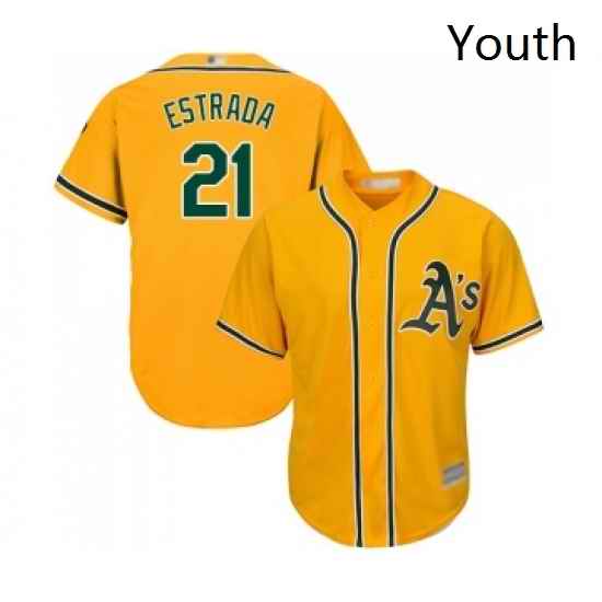 Youth Oakland Athletics 21 Marco Estrada Replica Gold Alternate 2 Cool Base Baseball Jersey